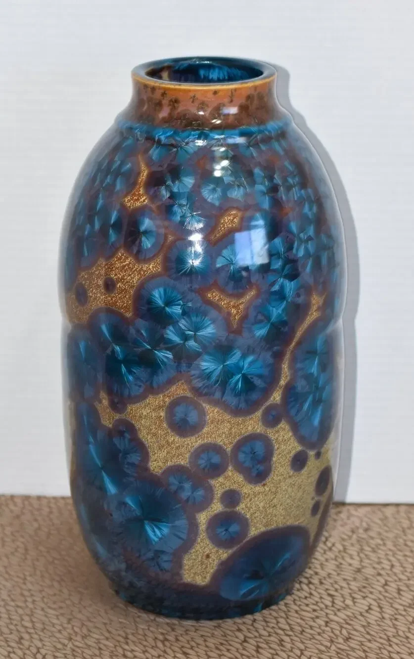 Signed Arts & Crafts Revival Crystalline Glaze Studio Pottery / Porcelain Vase